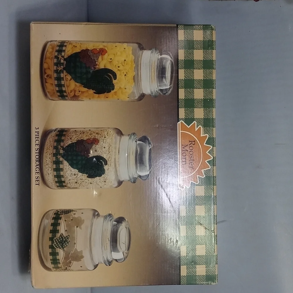 3 PIECES‎ ROOSTER MORN STORAGE JAR SET